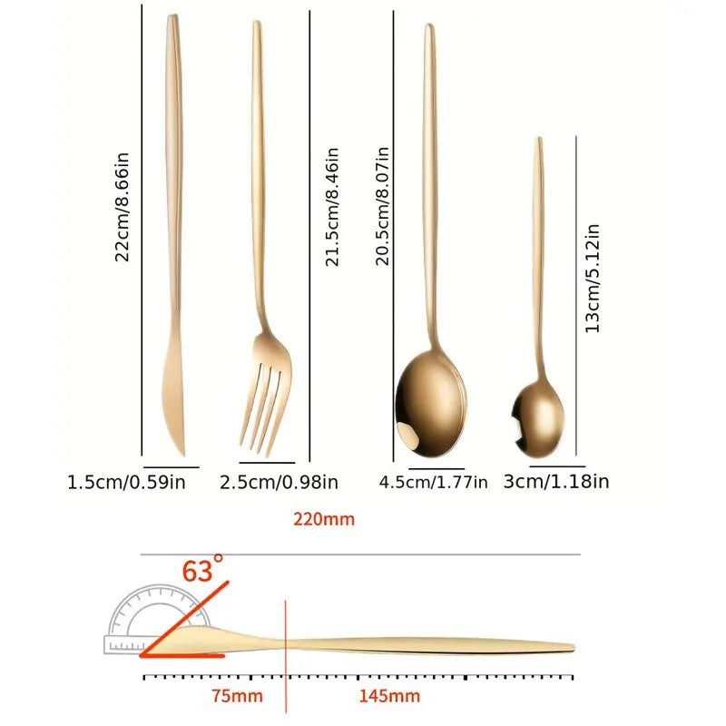 24-teiliges Gold Geschirr Set Edelstahl: Stilvolles und langlebiges Besteck für jeden Anlass